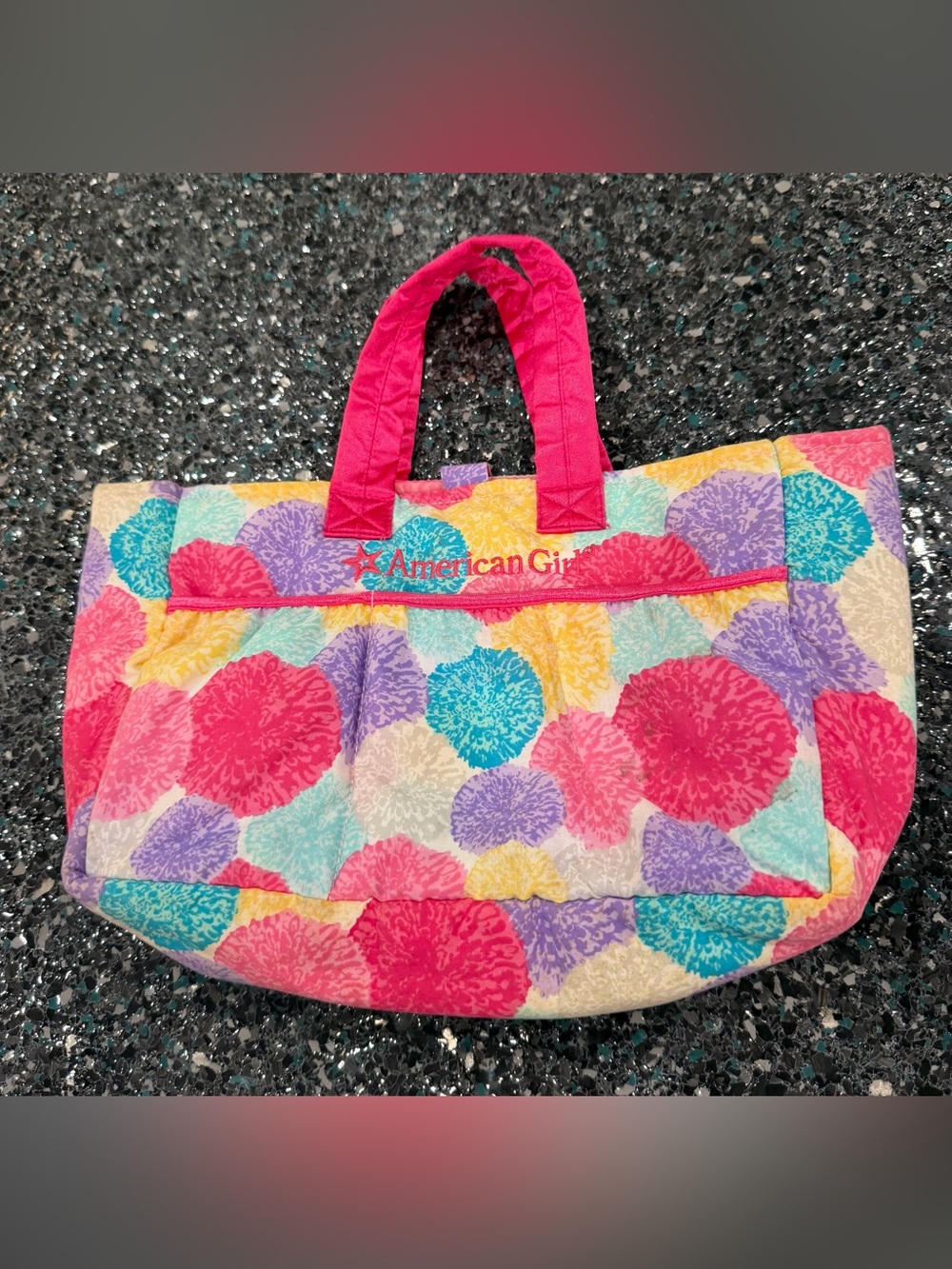 American Girl Bitty Baby Sunburst Diaper Bag 2019 Pink Fabric Doll